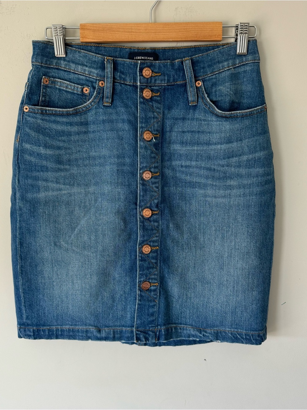 J. Crew Blue Button-Front Denim Mini Skirt
